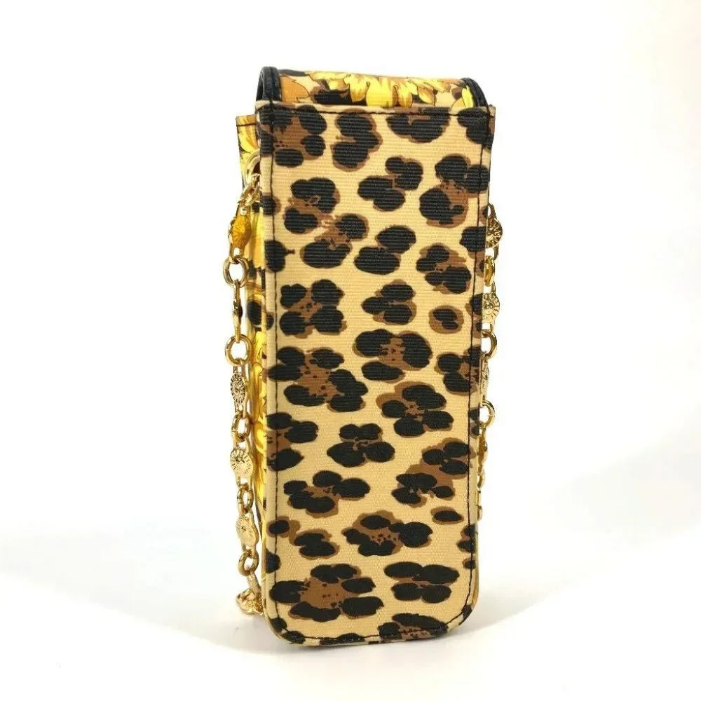 Auth VERSACE Pochette bag vintage Leopard print Chain mobile case Shoulder Bag